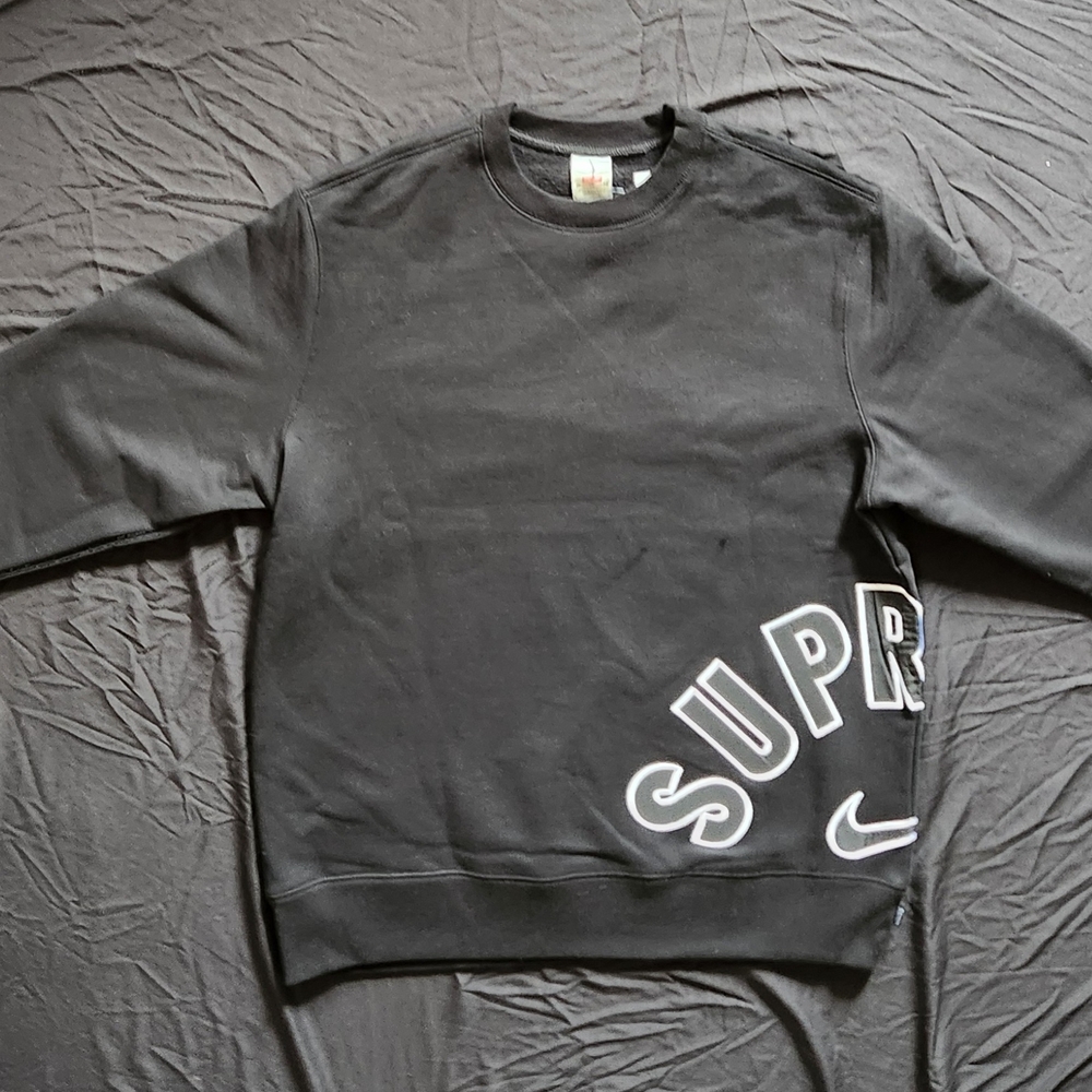 Supreme Black Crewneck with White Logo Accent